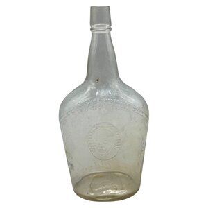 Vintage W.A. Gaines & Co. Old Crow Glass Bottle With Embossed Design